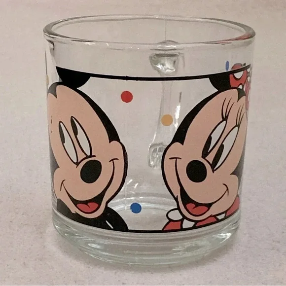 Vintage Disney Mickey & Minnie Mouse Glass Coffee Mug-Walt Disney Company-Retro - Picture 4 of 10